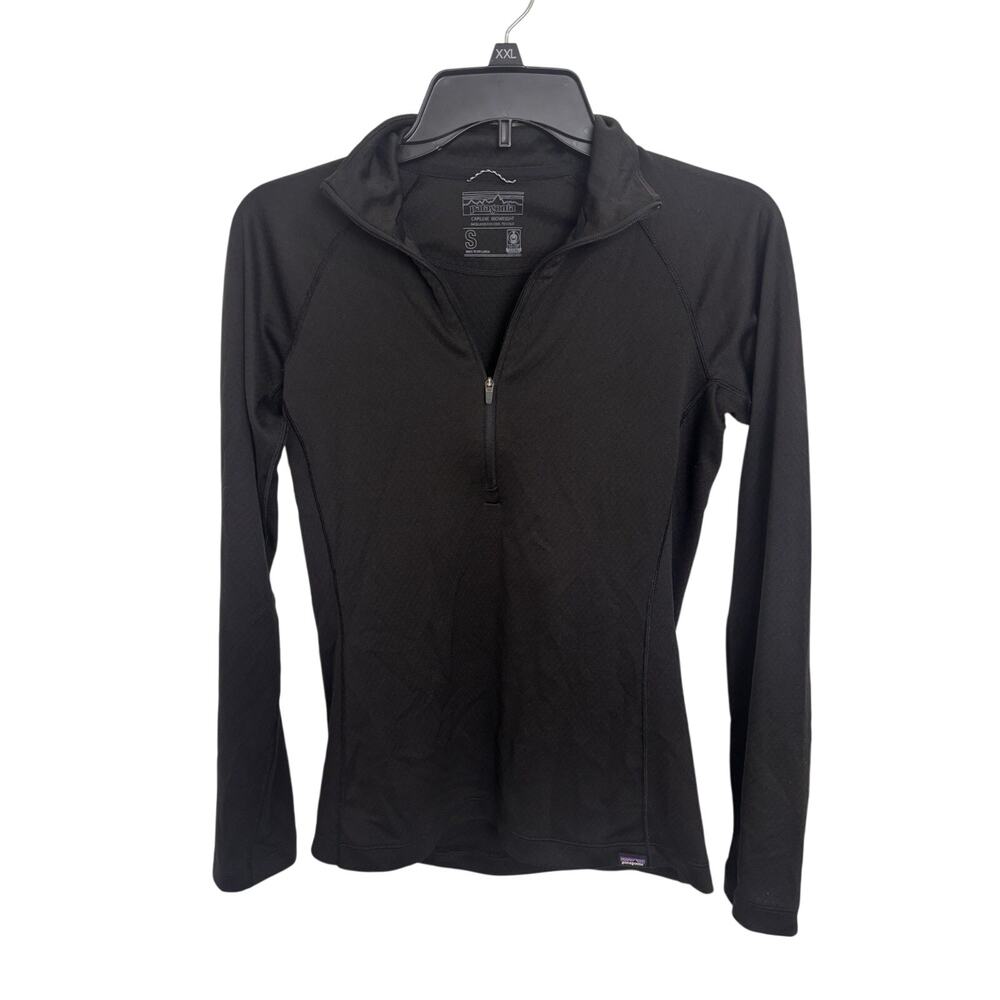 Patagonia Women’s Black Capilene Midweight Zip Neck Long Sleeve Baselayer S